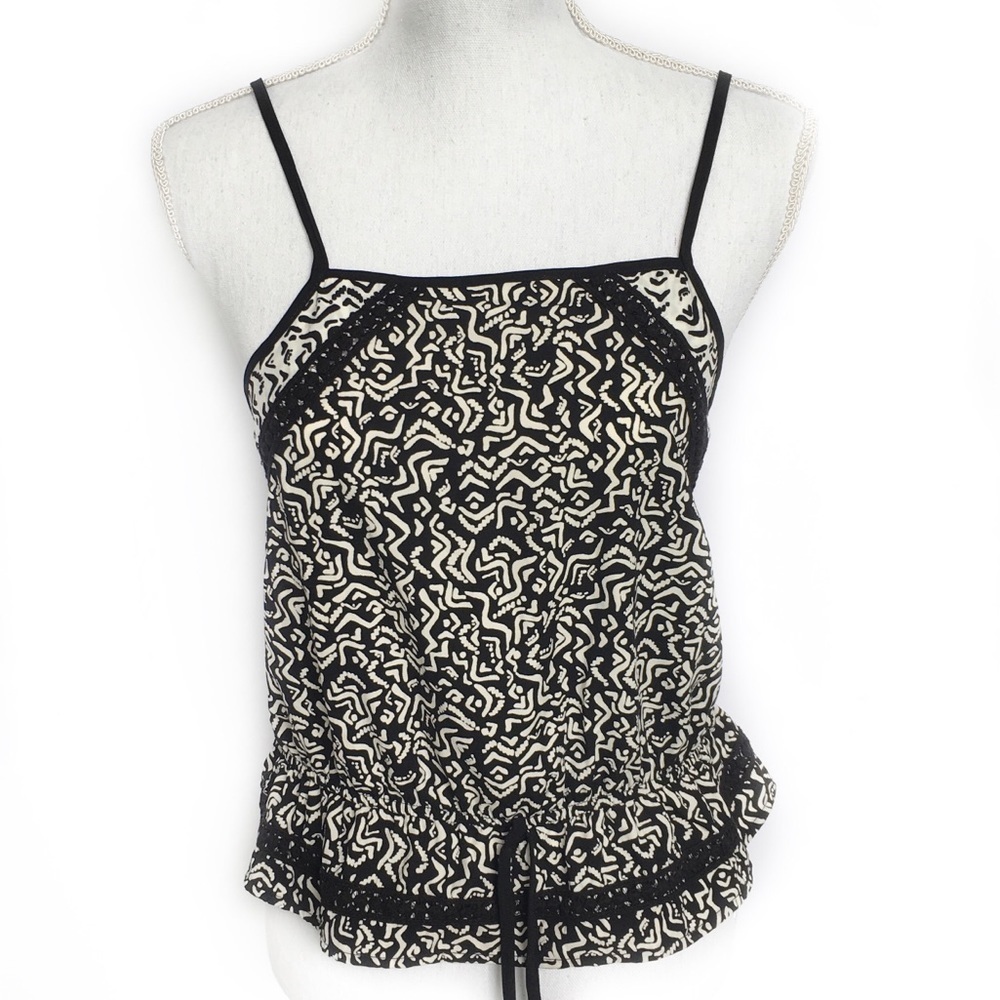 Xhilration Crop Top Spaghetti Strap Crochet Lace Black White Women's Plus XXL